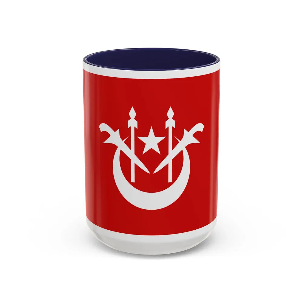 Flag of Kelantan Malaysia - Accent Coffee Mug-15oz-Navy-Go Mug Yourself