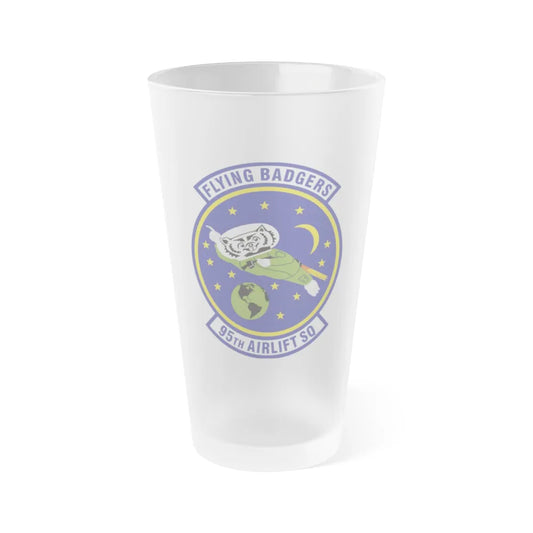 95th Airlift Squadron (U.S. Air Force) Frosted Pint Glass 16oz-Go Mug Yourself