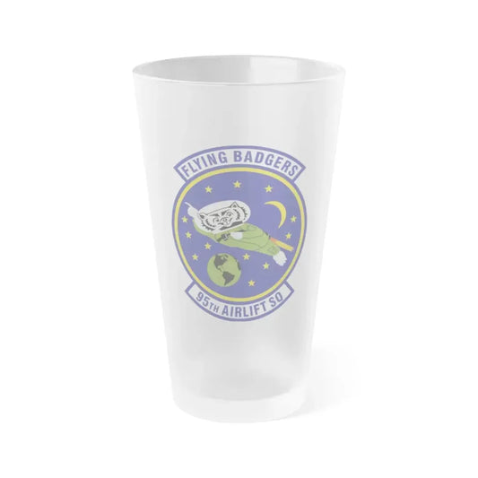 95th Airlift Squadron (U.S. Air Force) Frosted Pint Glass 16oz Default Title - Go Mug Yourself