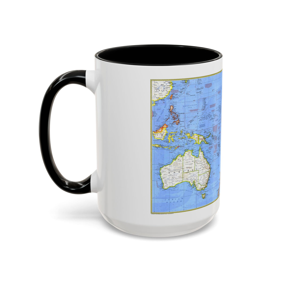 Pacific - Islands of the (1974) (Map) Accent Coffee Mug