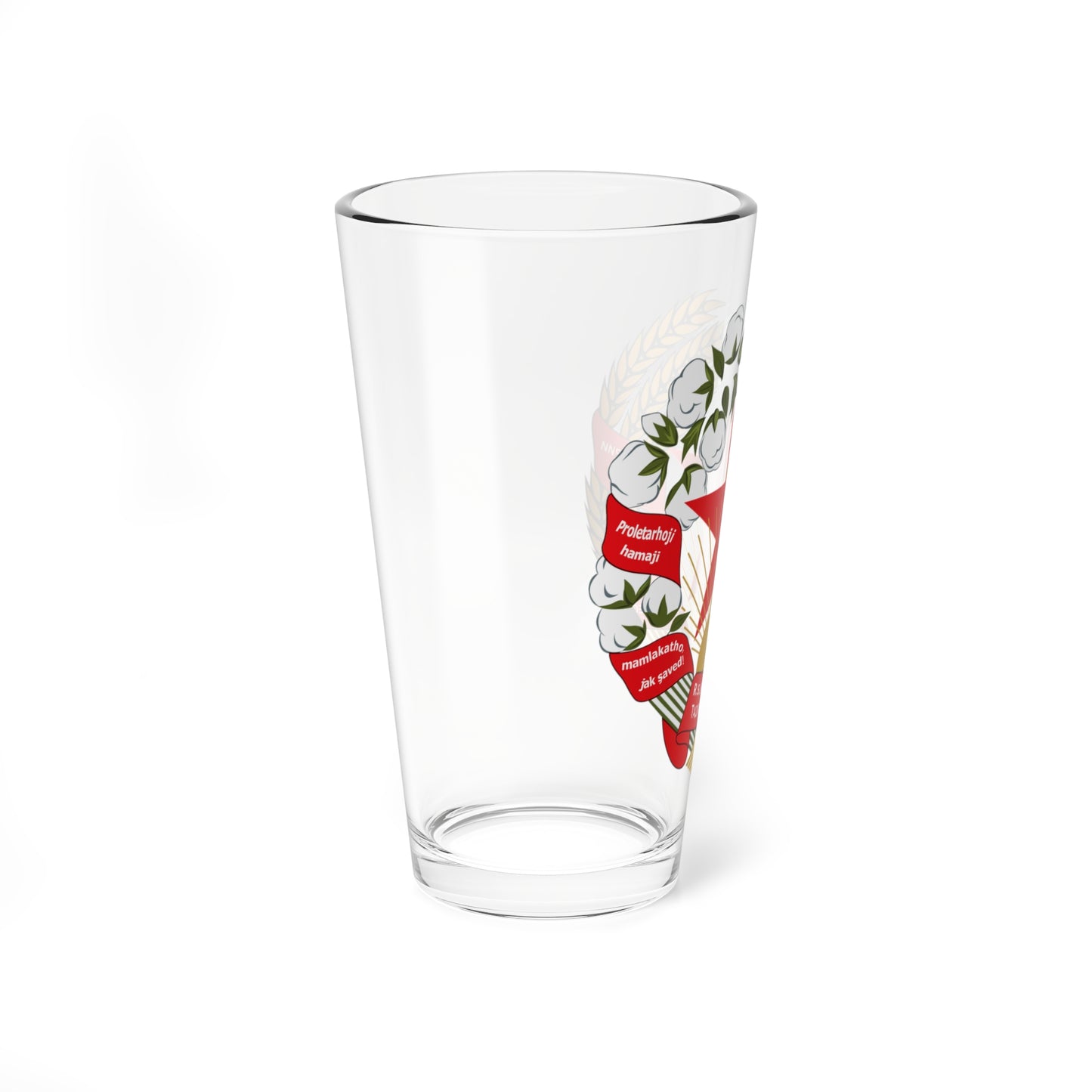 The coat of arms of the Tajik SSR 1938-28.09.1940 (Soviet Union) (Coat of Arms) Pint Glass 16oz