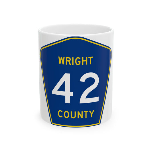 Wright County Route 42 MN (Minnesota) (Road Sign) White Coffee Mug-11oz-Go Mug Yourself