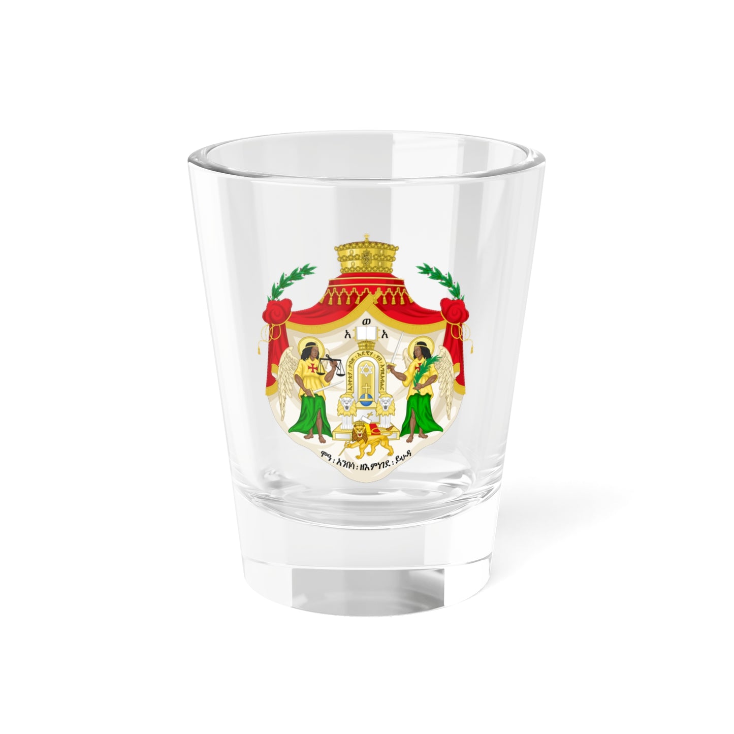 Imperial coat of arms of Ethiopia Menelik II (Ethiopia) (Coat of Arms) Shot Glass 1.5oz