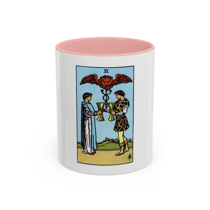 The 2 of Cups (Tarot Card) Accent Coffee Mug