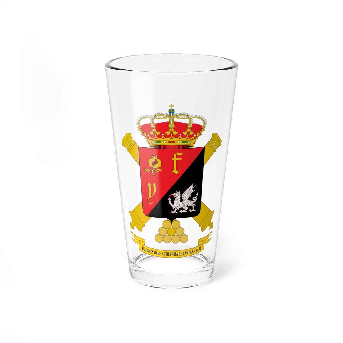 Escudo del Regimiento de Artillería de Campaña número 16 (Spain) (Coat of Arms) Pint Glass 16oz