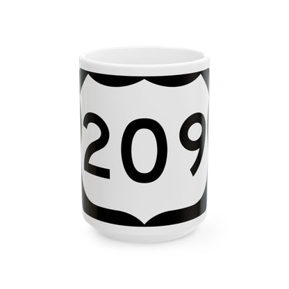 US 209 NY (New York) (Road Sign) White Coffee Mug
