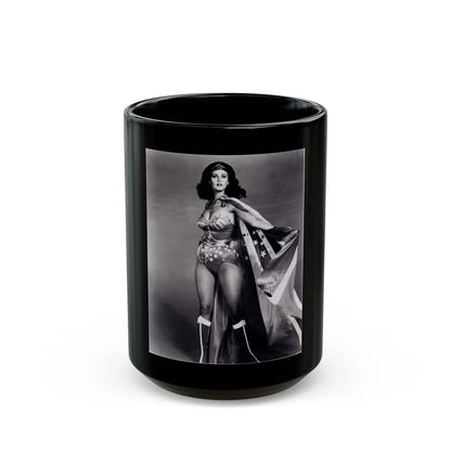 Lynda Carter #217 - Wonder Woman Photo (Vintage Female Icon) Black Coffee Mug-15oz-Go Mug Yourself