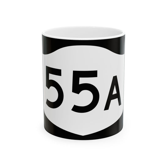 NY-55A (New York) (Road Sign) White Coffee Mug
