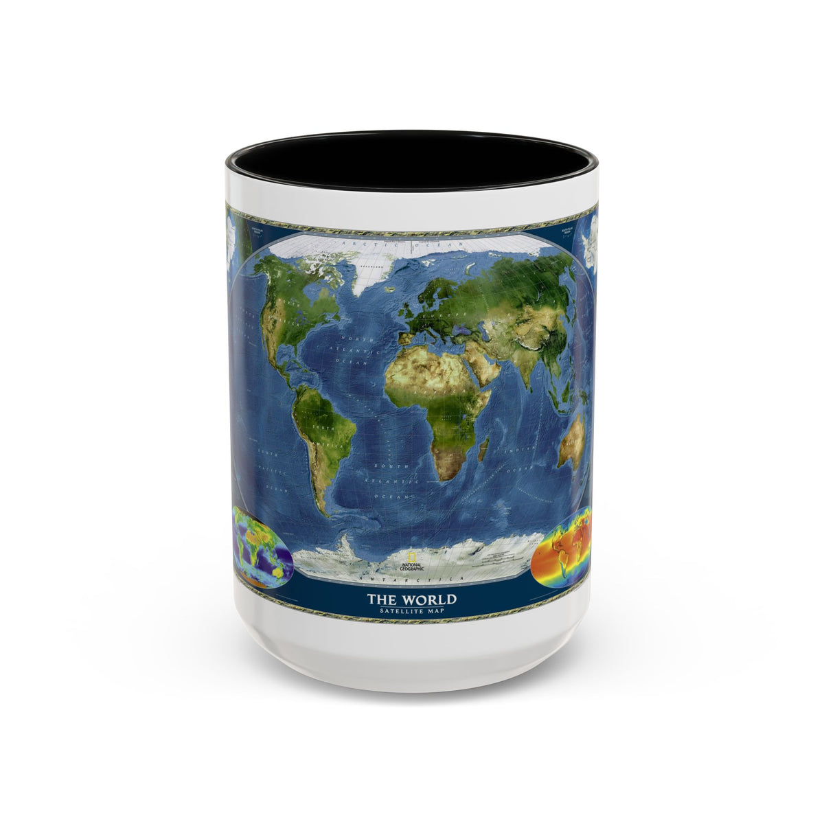 World Map - Satellite (2001) (Map) Accent Coffee Mug