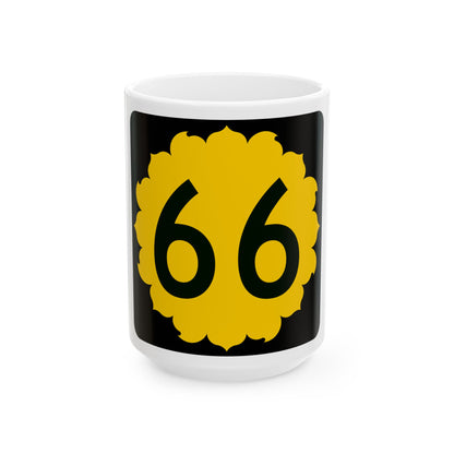 K-66 (Kansas) (Road Sign) White Coffee Mug