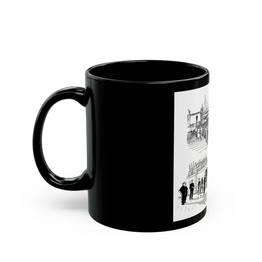 Cruising Down The River. From Courier, 1950 - Black Coffee Mug-Go Mug Yourself