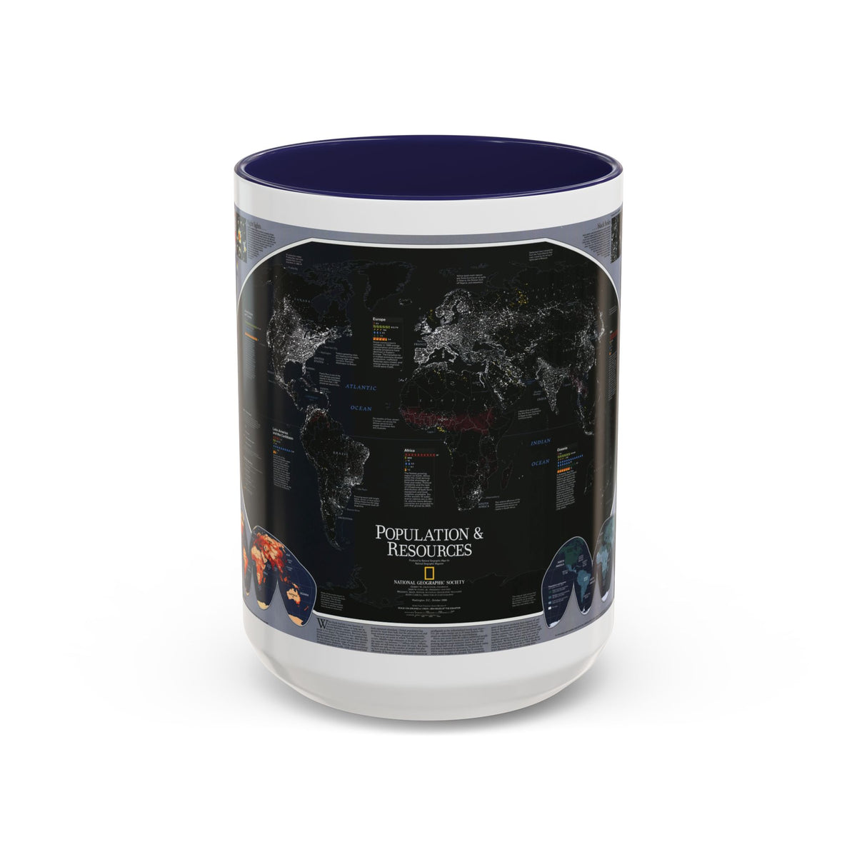 World Map - Population and Resources (1998) (Map) Accent Coffee Mug
