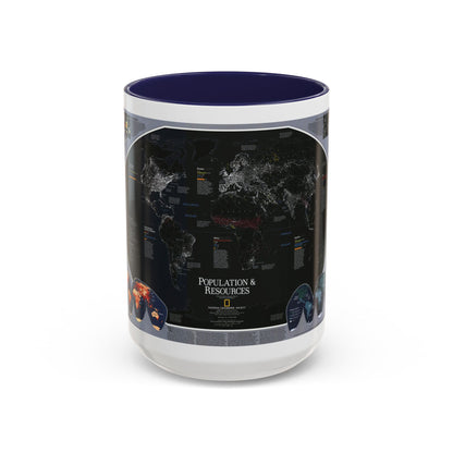 World Map - Population and Resources (1998) (Map) Accent Coffee Mug