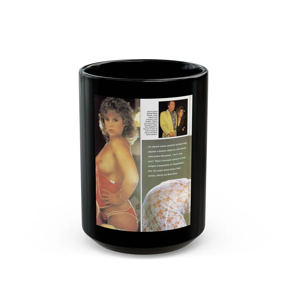 Linda Blair #140 - Partially Topless (Vintage Female Icon) Black Coffee Mug-15oz-Go Mug Yourself