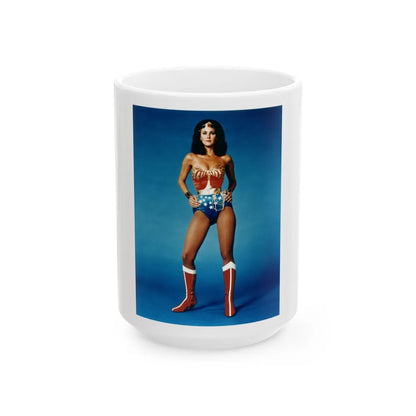 Lynda Carter #215 - Wonder Woman Photo (Vintage Female Icon) White Coffee Mug-15oz-Go Mug Yourself