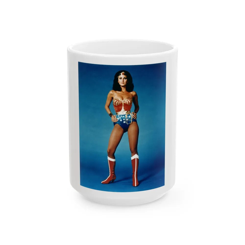 Lynda Carter #255 (Vintage Female Icon) White Coffee Mug-15oz-Go Mug Yourself