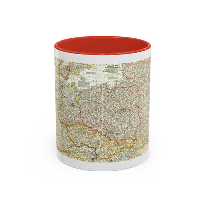 Poland and Czechoslovakia (1958) (Map) Accent Coffee Mug