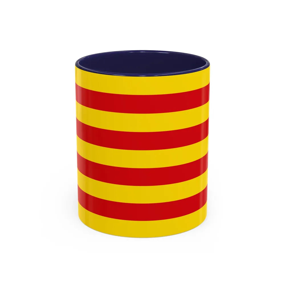 The Senyera the Flag of Catalonia Spain - Accent Coffee Mug-11oz-Navy-Go Mug Yourself