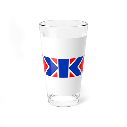 Red and blue chevron shapes with a central blue bar across a horizontal band, on a white background.