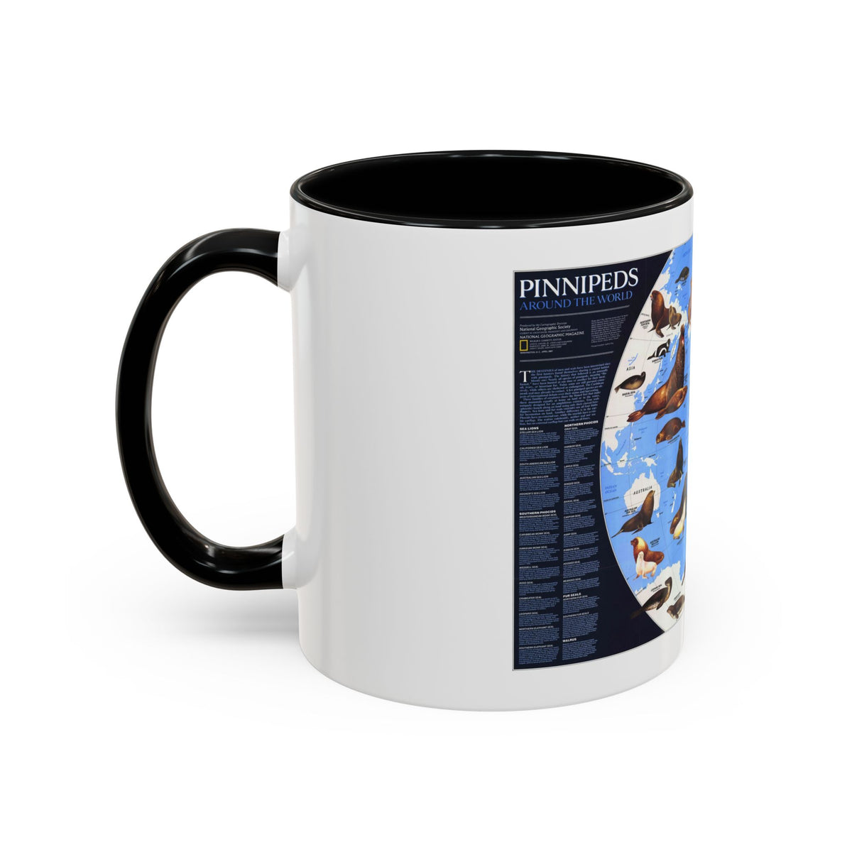 Pinnipeds Around the World (1987) (Map) Accent Coffee Mug