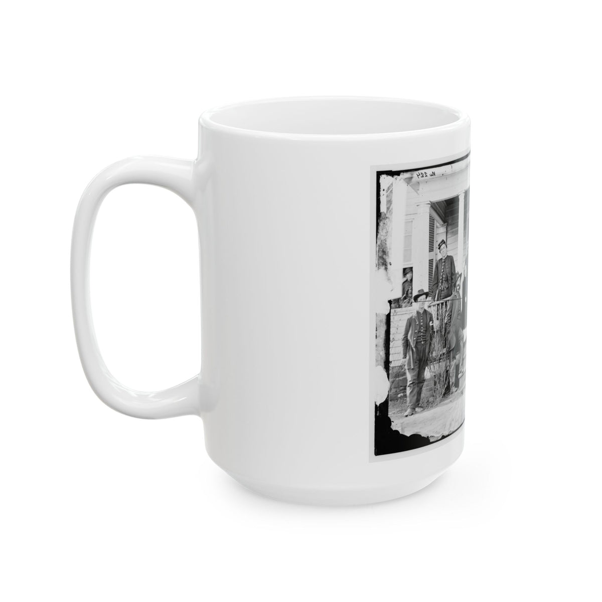 Stevensburg, Va.  Gen. Judson Kilpatrick, 3d Division, Cavalry Corps, With Ladies And Staff Members On The Porch Of Headquarters (U.S. Civil War) White Coffee Mug