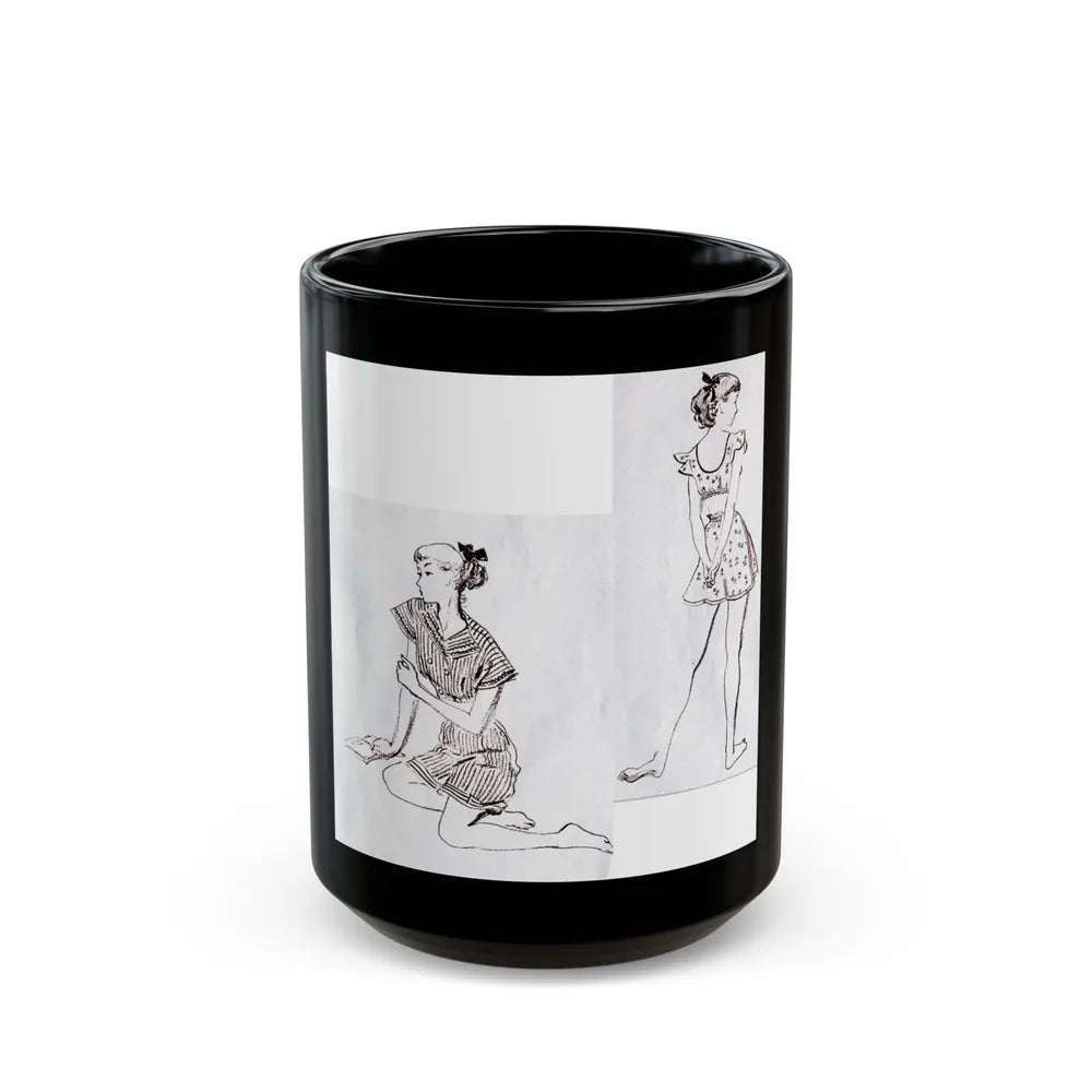 Fashion Illustrations, Junior Bazaar, 1947 - Black Coffee Mug-15oz-Go Mug Yourself