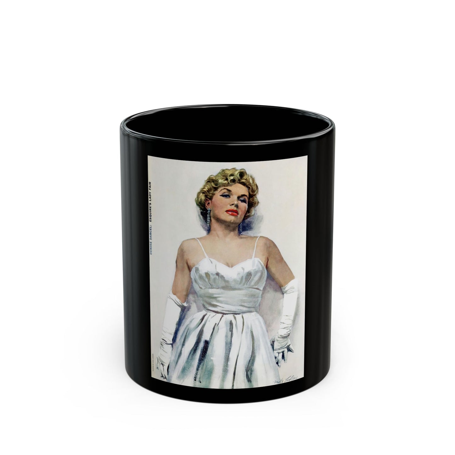 Denise Darcel - Esquire's Lady Fair, Esquire, April 1956 - Black Coffee Mug-11oz-Go Mug Yourself