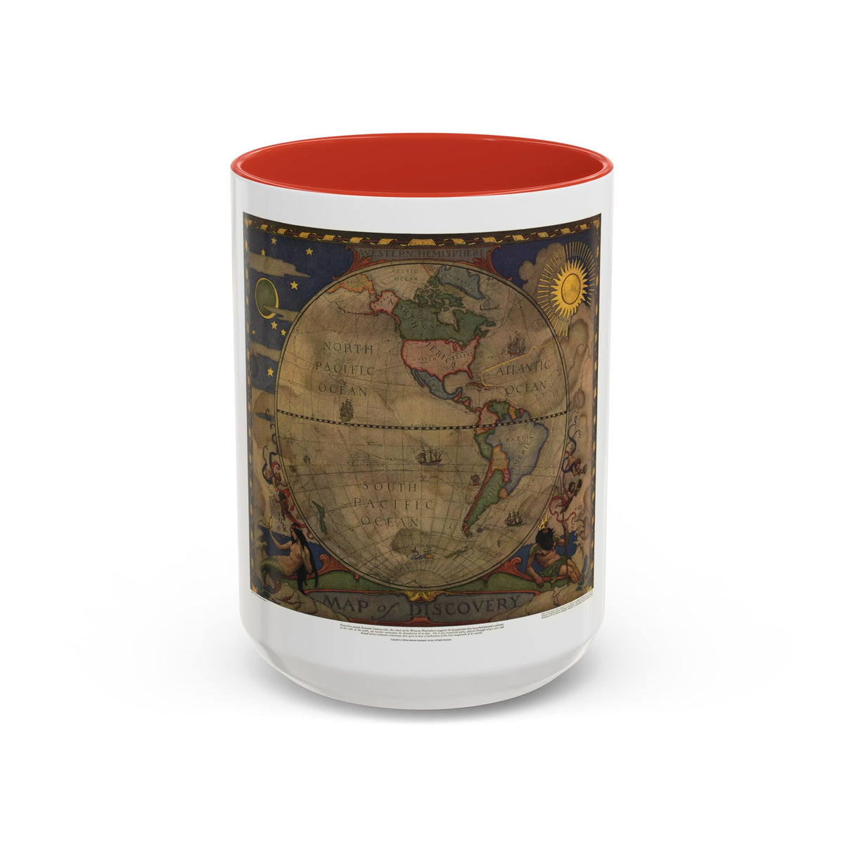 Map of Discovery- Western Hemisphere (1928) (Map) Accent Coffee Mug