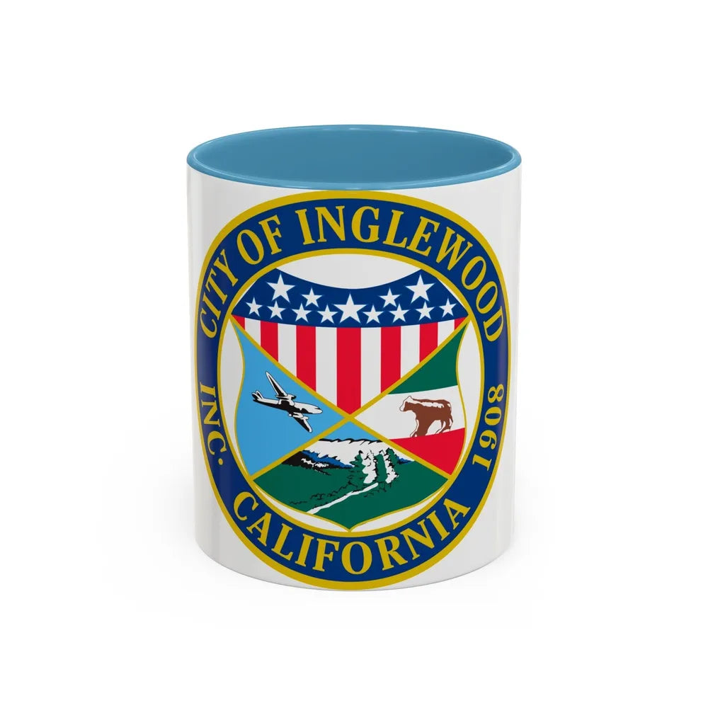 Seal of Inglewood California - Accent Coffee Mug-11oz-Light Blue-Go Mug Yourself