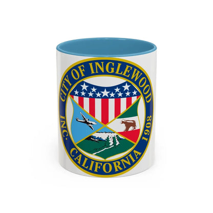 Seal of Inglewood California - Accent Coffee Mug-11oz-Light Blue-Go Mug Yourself