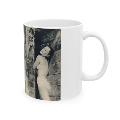 Dawn Richard #105 - [Pages 46 & 47] Including Pages 1 & 2 of 4 with, 8 B&W Photos from MAN's Magazine June 1963 (Vintage Female Icon) White Coffee Mug-Go Mug Yourself