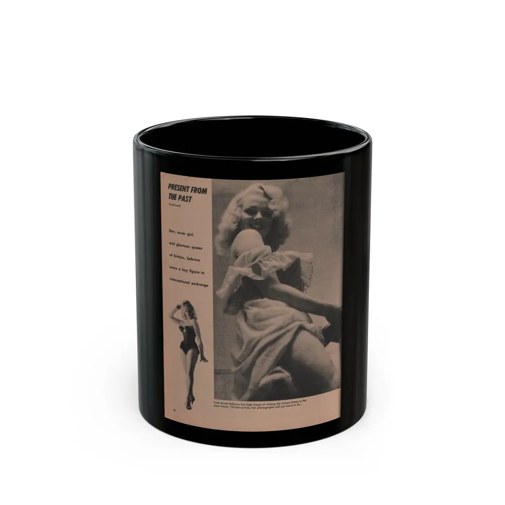 Norma Sykes #182 - Play Mag. 9-4-59 - 2 B&W Photos & More (Vintage Female Icon) Black Coffee Mug-11oz-Go Mug Yourself