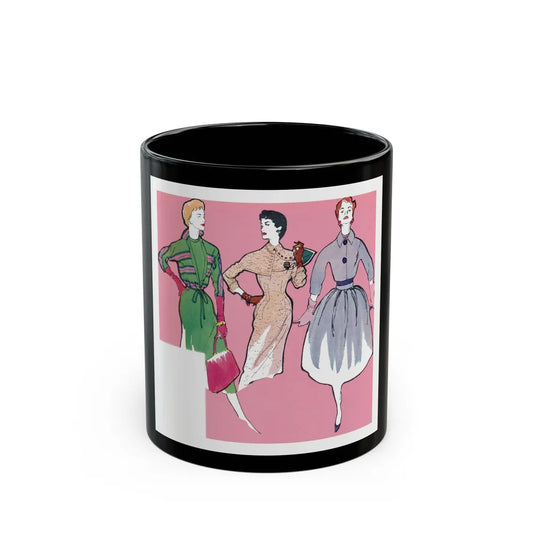 Fashion Illustration from Woman's Own magazine, 1957 - Black Coffee Mug-11oz-Go Mug Yourself