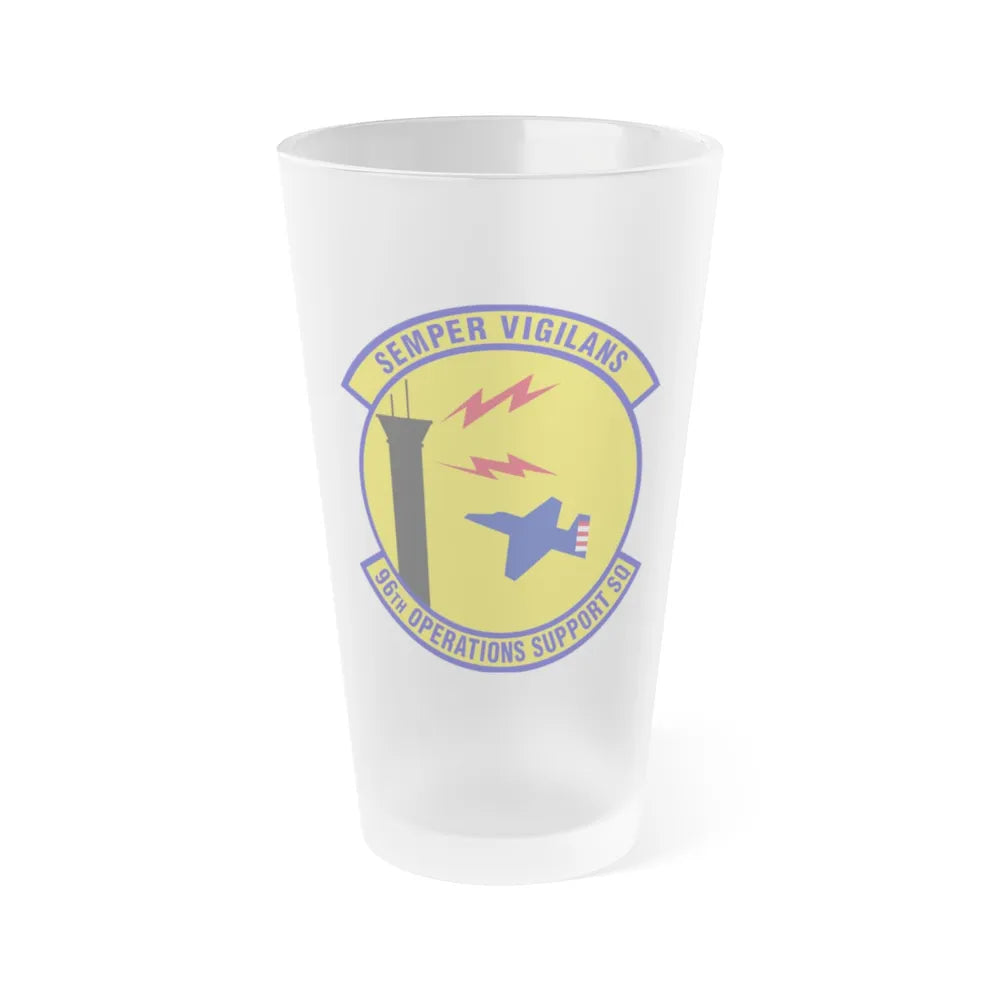 96th Operations Support Squadron (U.S. Air Force) Frosted Pint Glass 16oz-16oz-Frosted-Go Mug Yourself