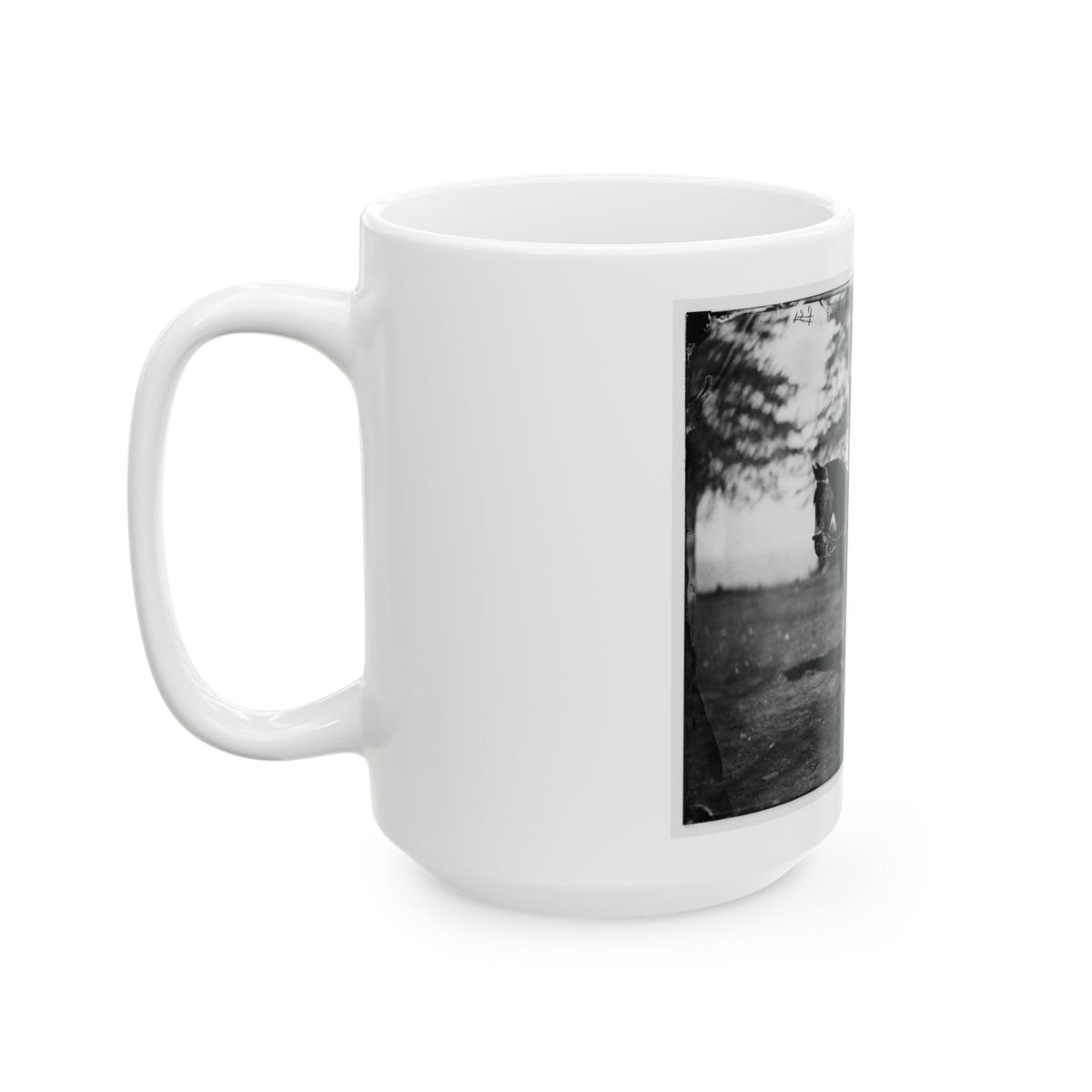 Brandy Station, Va. Lt. Col. Orson H. Hart, A.A.G. Of 3d Corps, And Horse (U.S. Civil War) White Coffee Mug