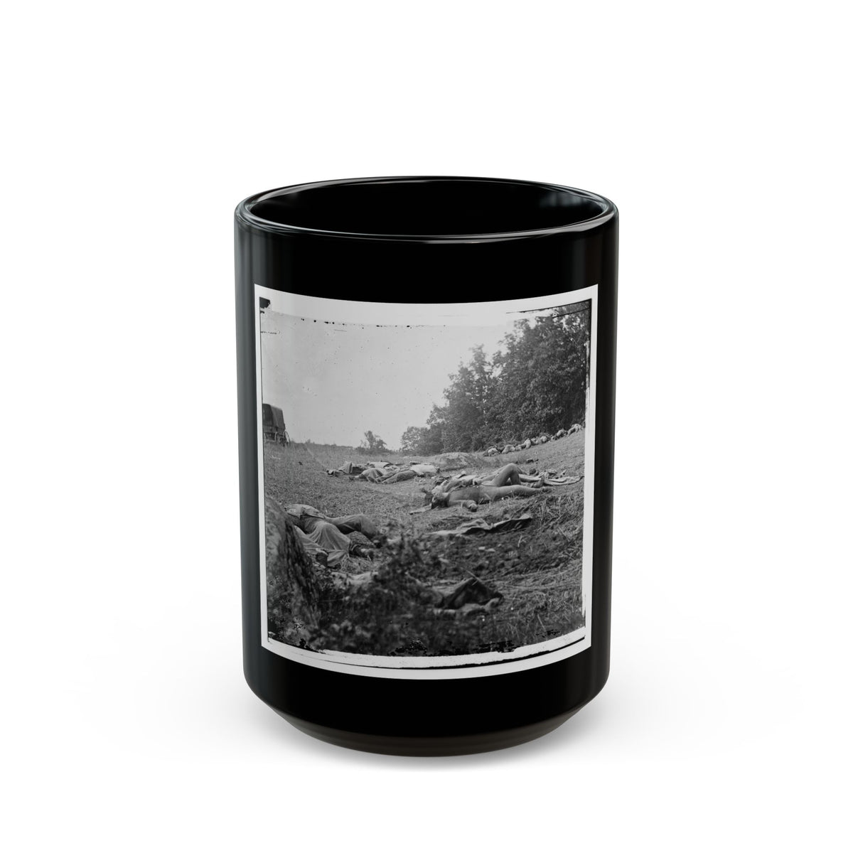 Gettysburg, Pa. Confederate Dead Gathered For Burial At The Edge Of The Rose Woods, July 5, 1863 (U.S. Civil War) Black Coffee Mug