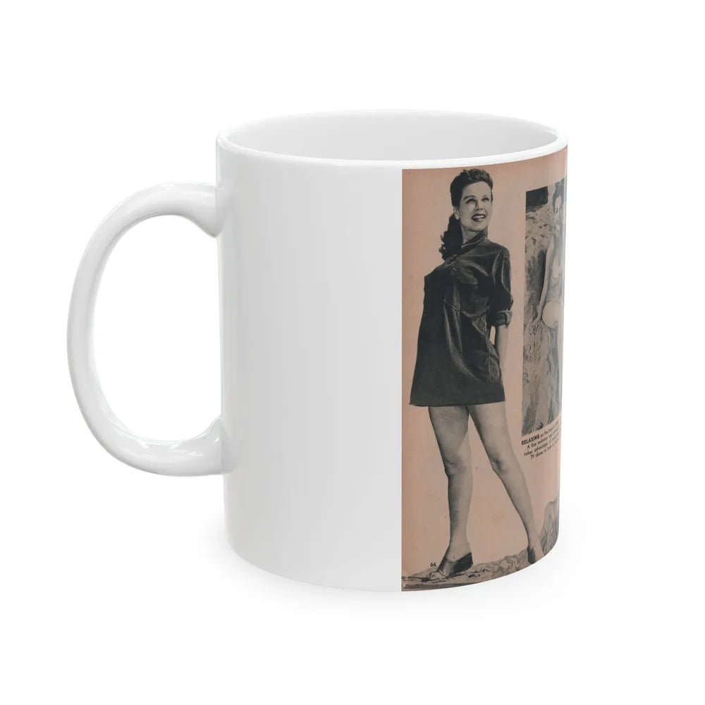 Pamela Duncan #27 - PHOTO Digest Mag. March '55 - 4 B&W Photos (Vintage Female Icon) White Coffee Mug-Go Mug Yourself