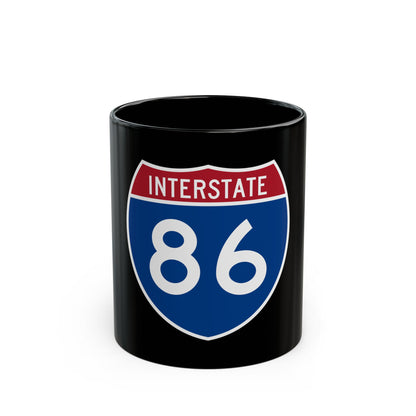 Navy and red US Interstate 86 route shield in flat vector style, with INTERSTATE in white across the red top band.