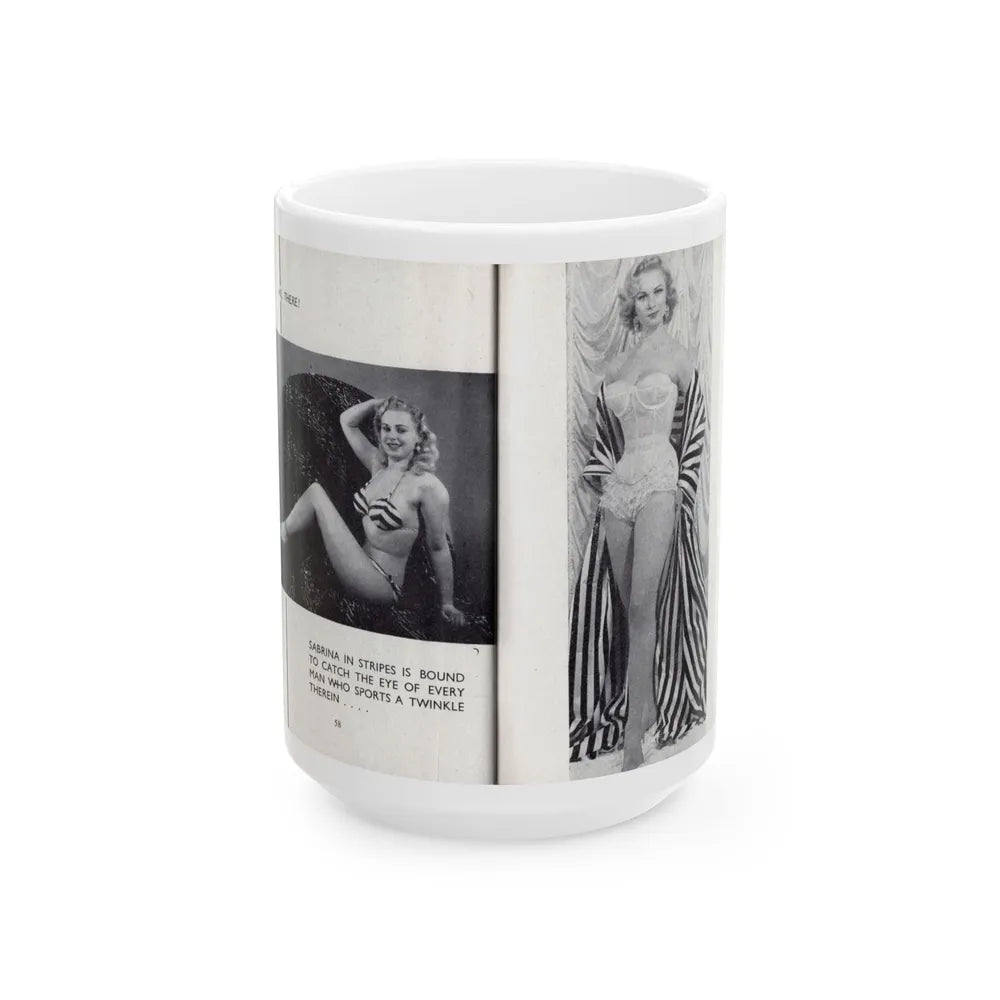 Norma Sykes #164 - 66 PHOTOGRAPHS OF Sabrina U.K. Pocket Mag. Pages 58 & 59 (Vintage Female Icon) White Coffee Mug-15oz-Go Mug Yourself