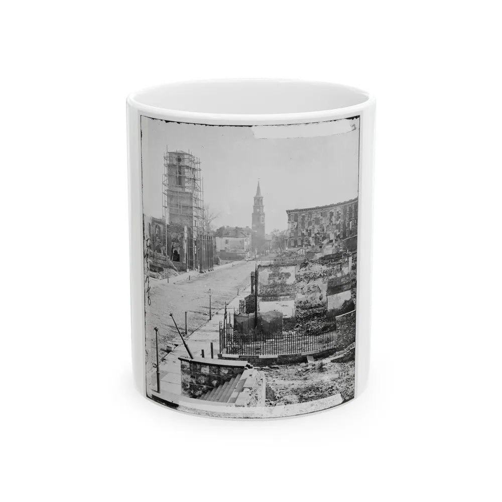 Charleston, S.C. View Of Meeting Street, Looking South Toward The Circular Church, The Mills House, And St. Michael's Church (U.S. Civil War) White Coffee Mug-11oz-Go Mug Yourself