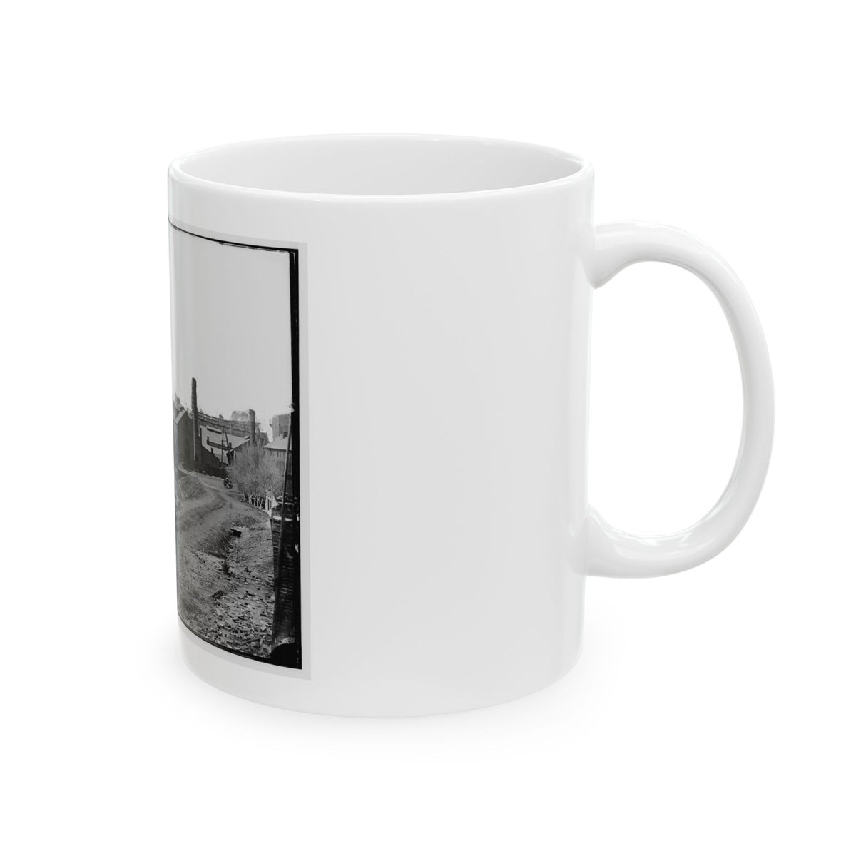 Richmond, Va. View Of The Tredegar Iron Works, With Footbridge To Neilson's Island (U.S. Civil War) White Coffee Mug