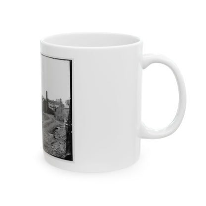 Richmond, Va. View Of The Tredegar Iron Works, With Footbridge To Neilson's Island (U.S. Civil War) White Coffee Mug