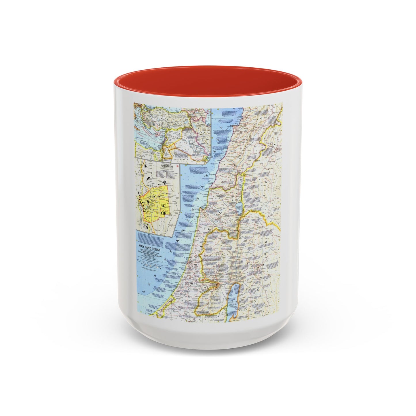 Middle East - Holy Land Today (1963) (Map) Accent Coffee Mug