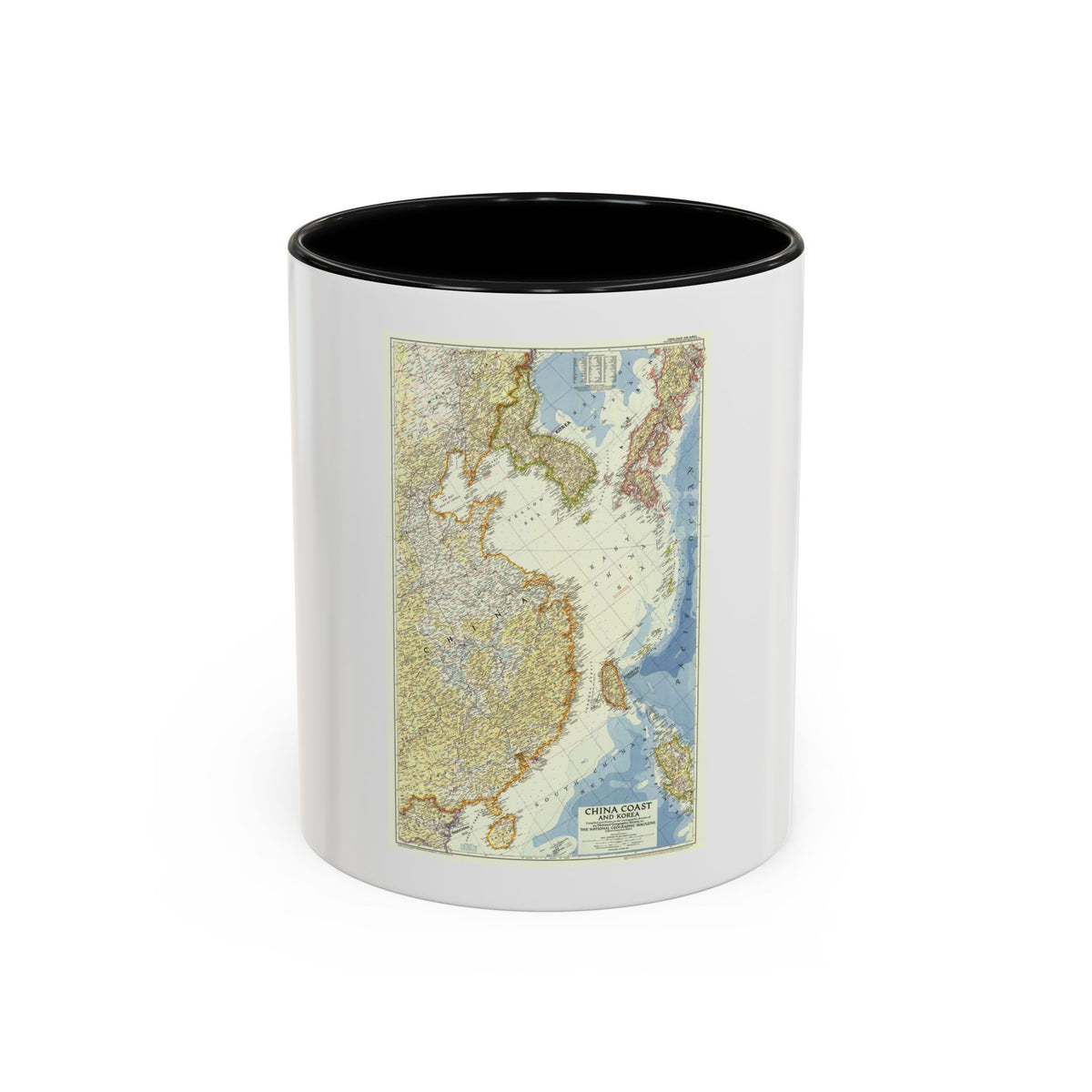 China Coast and Korea (1953) (Map) Accent Coffee Mug