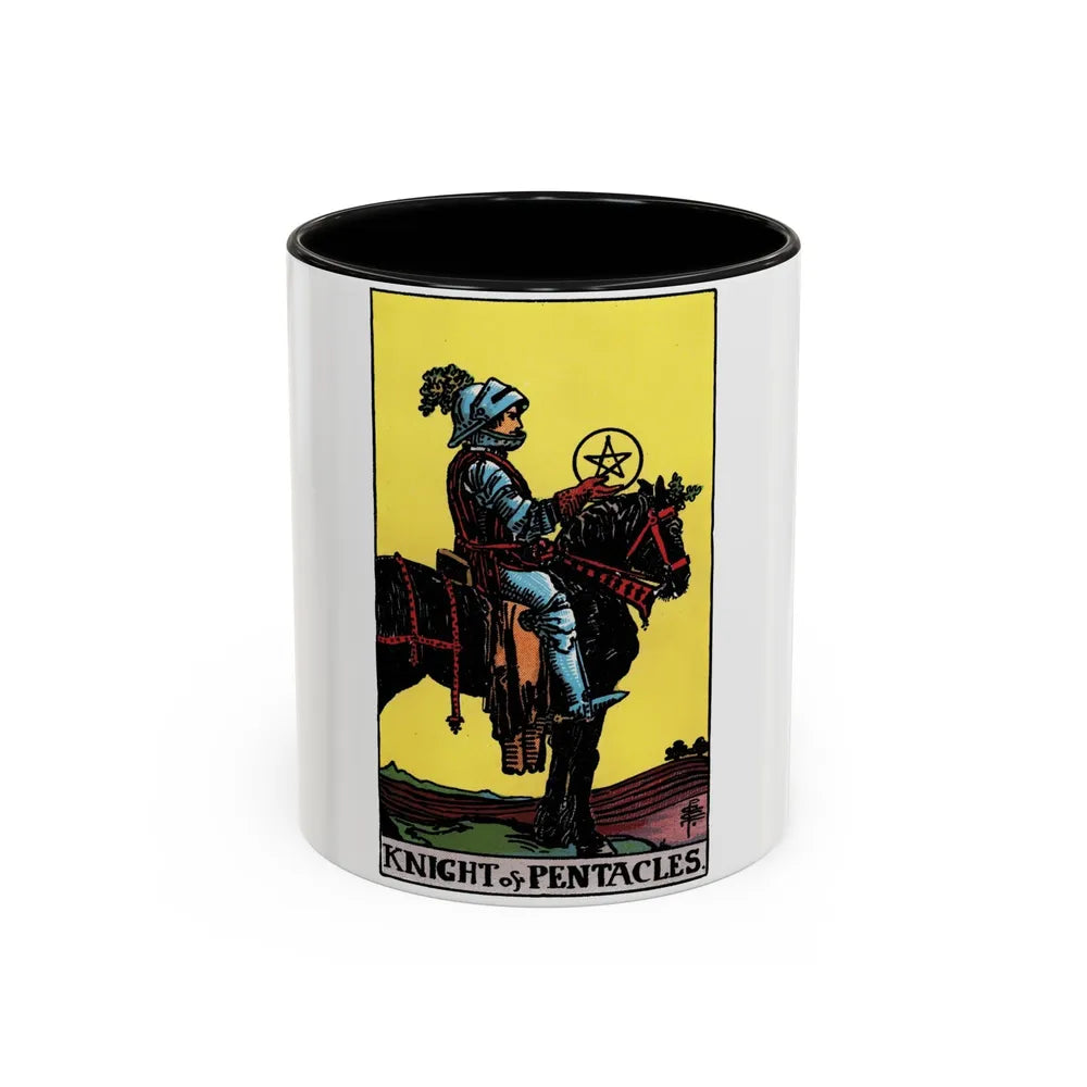 The Knight of Pentacles (Tarot Card) Accent Coffee Mug-11oz-Black-Go Mug Yourself