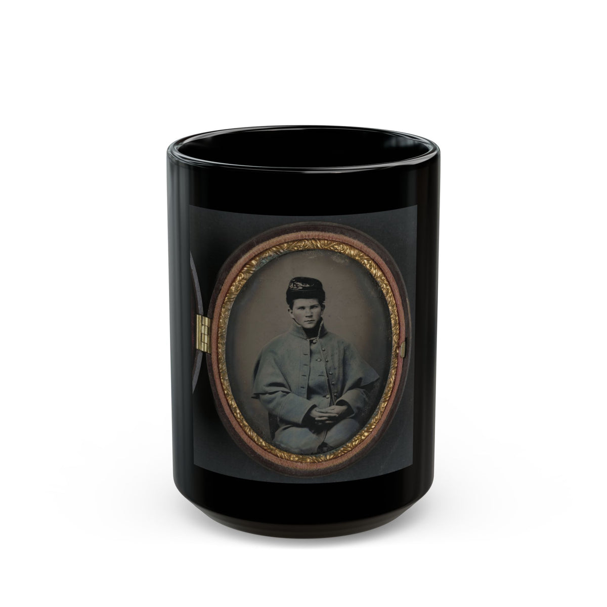 Unidentified Soldier In Union Great Coat (U.S. Civil War) Black Coffee Mug