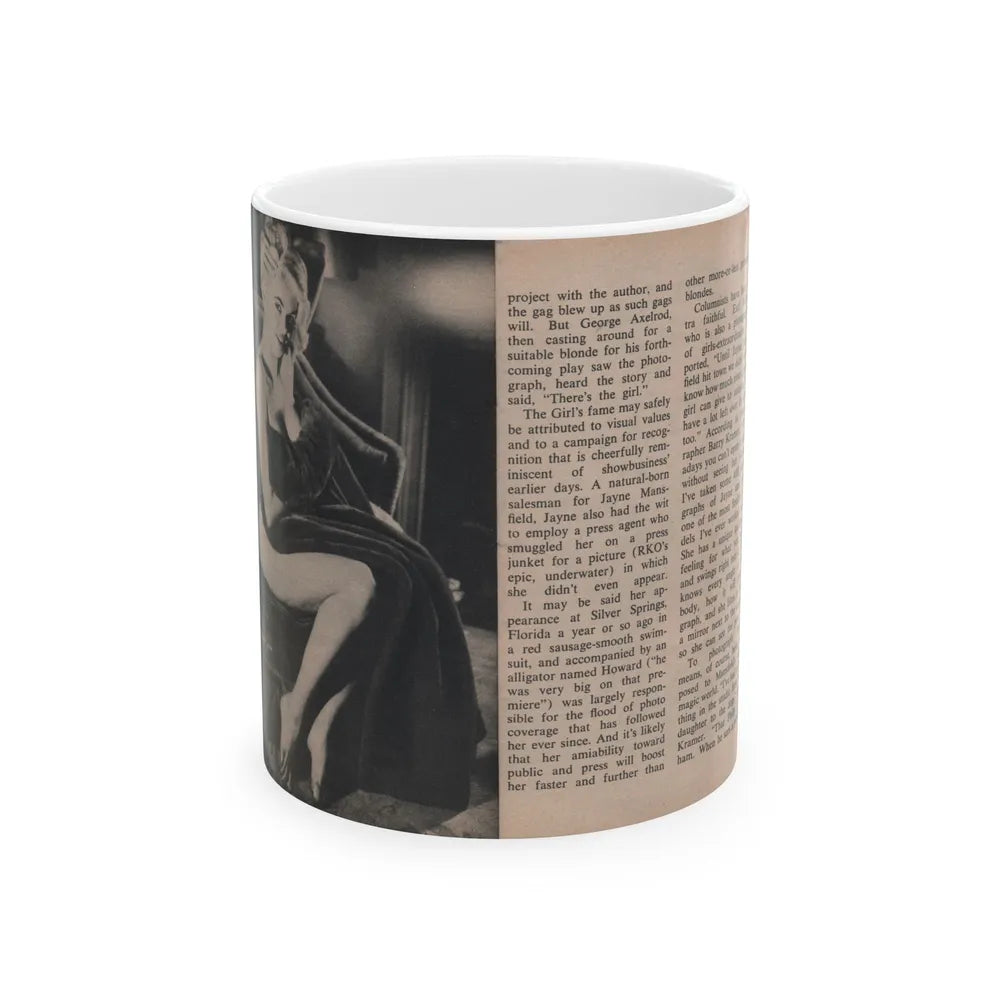 Jayne Mansfield #289 - JAYNE Pocket Magazine Pages 22 & 23 (Vintage Female Icon) White Coffee Mug-11oz-Go Mug Yourself