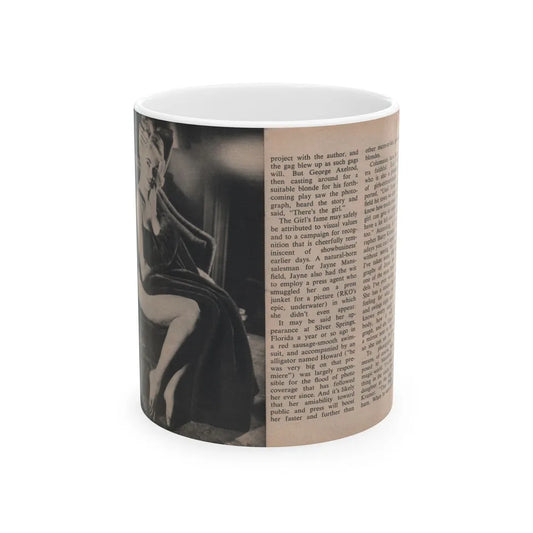 Jayne Mansfield #289 - JAYNE Pocket Magazine Pages 22 & 23 (Vintage Female Icon) White Coffee Mug-11oz-Go Mug Yourself