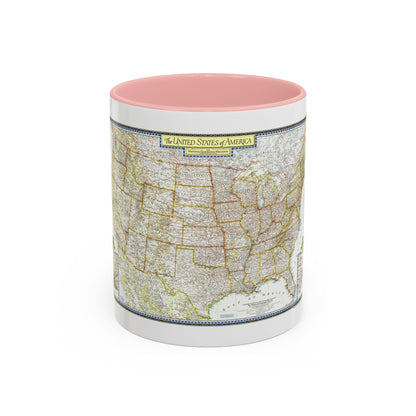 USA - The United States (1951) (Map) Accent Coffee Mug