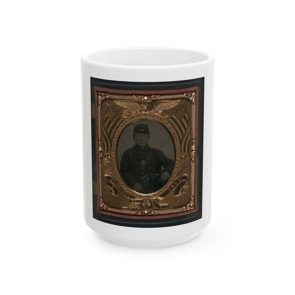 Roswell K. Bishop Of Company I, 123rd New York Infantry Regiment In Uniform With Holstered Revolver (U.S. Civil War) White Coffee Mug
